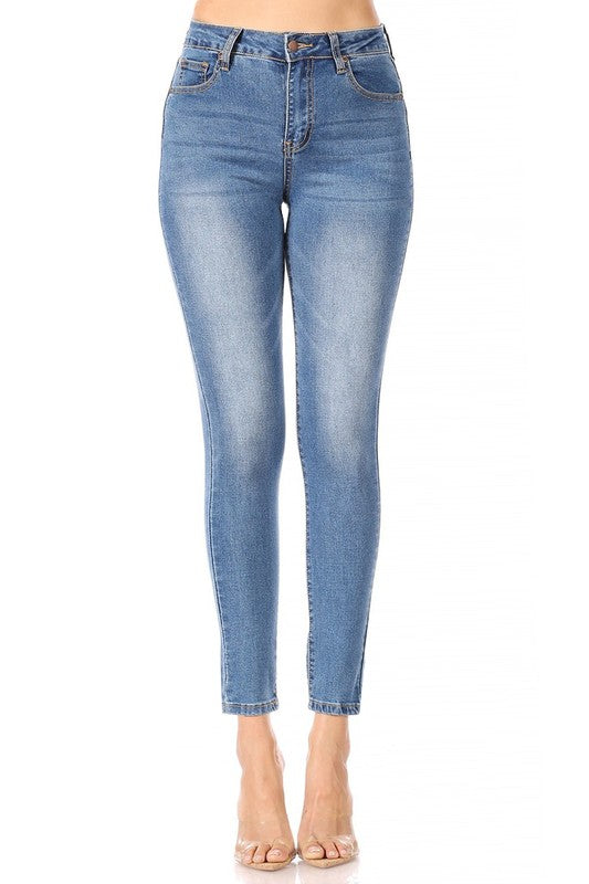Pantalón Skinny de Tiro Alto en Azul Claro con Stretch