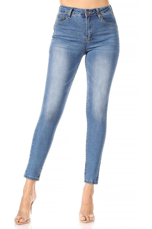 Pantalón Skinny de Tiro Alto en Azul Claro con Stretch