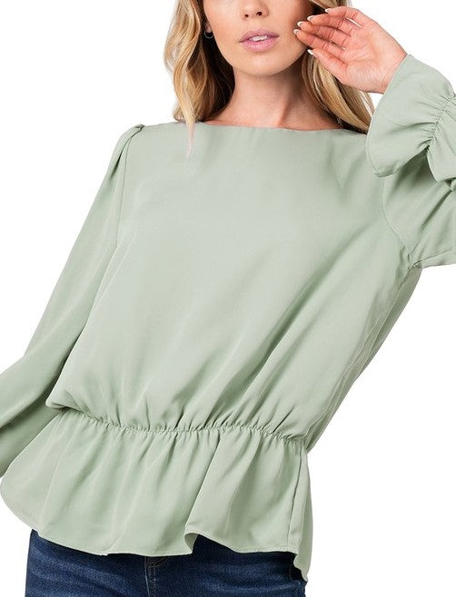 Blusa Verde Claro con Mangas Holgadas