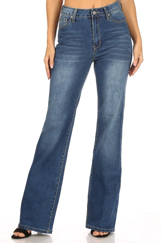 Pantalón Wide Leg de Mezclilla Azul