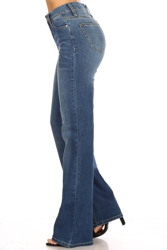 Pantalón Wide Leg de Mezclilla Azul