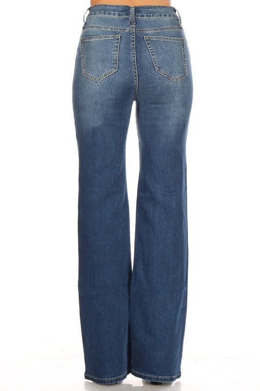 Pantalón Wide Leg de Mezclilla Azul
