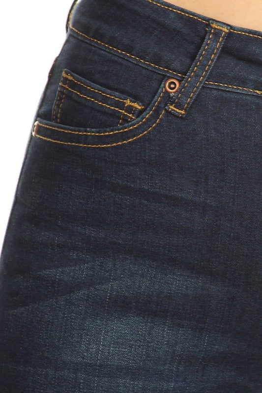 Pantalón Skinny de Tiro Alto en Mezclilla Azul Oscuro