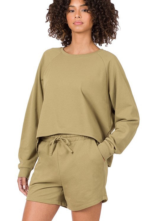 Set de Suéter Oversize y Short en Khaki